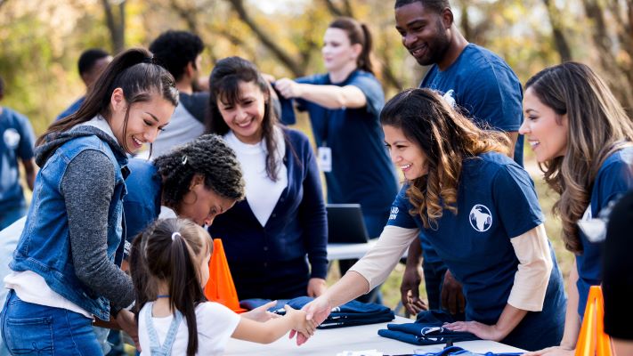 A group of volunteers at a community event.