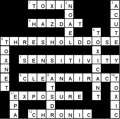 Solución al crucigrama sobre toxicología