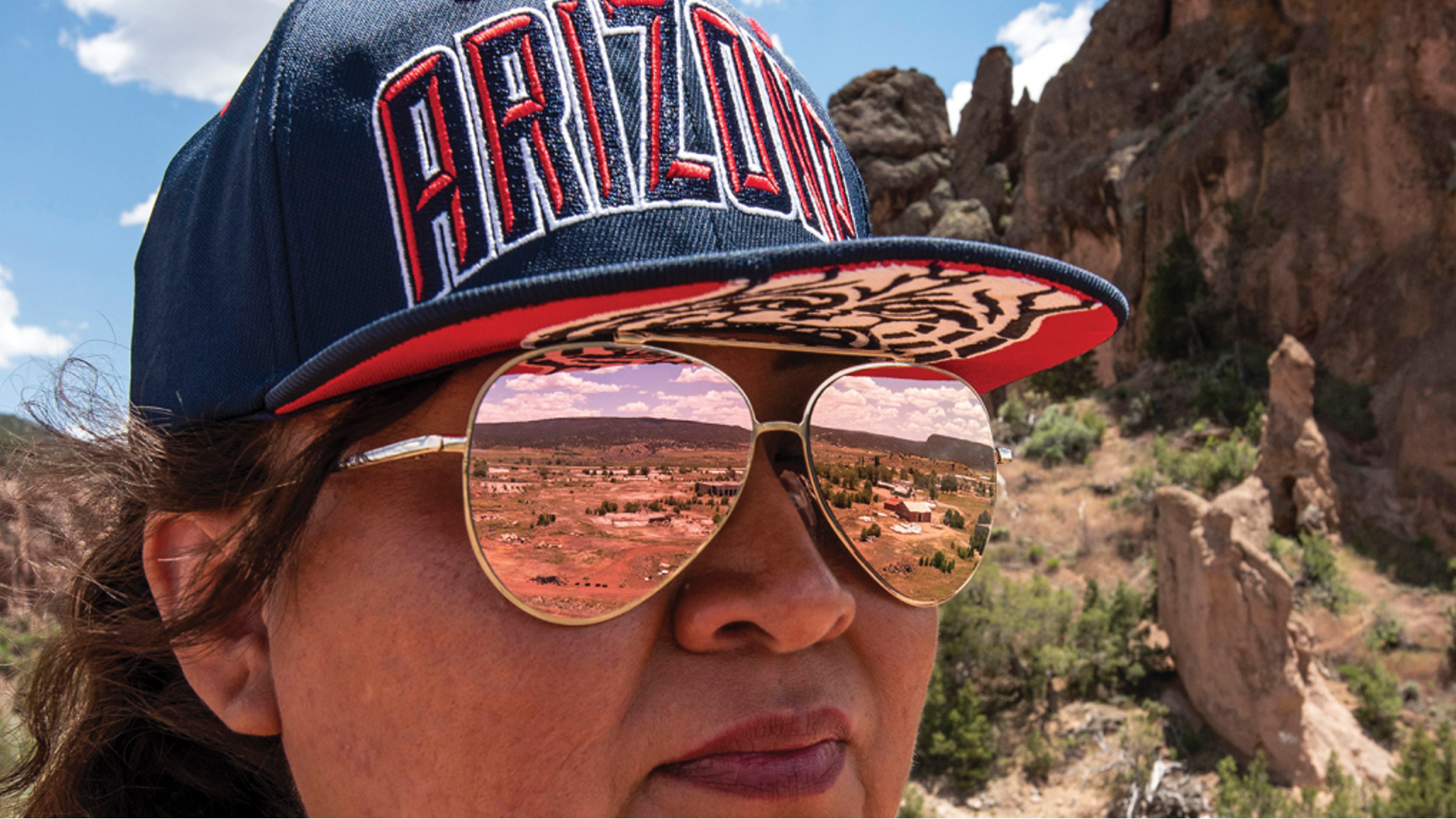 Person touring a land reuse site in Navajo Nation (Lloyd DeGrane, 2019)