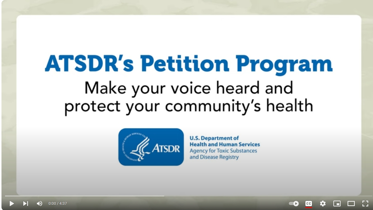 ATSDR's Petition Program Video Screenshot