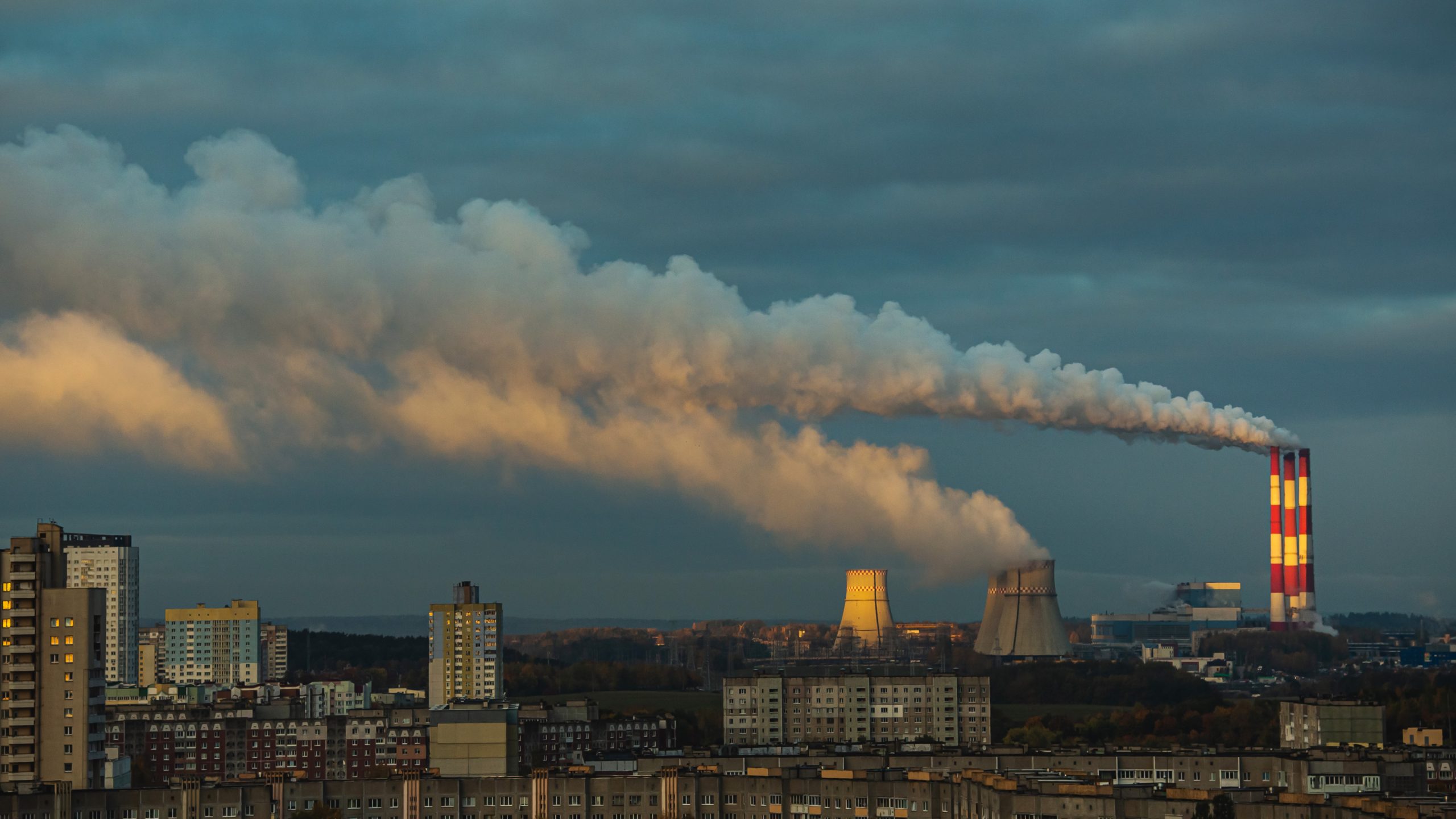 Air pollution smoke from a chimney reactor