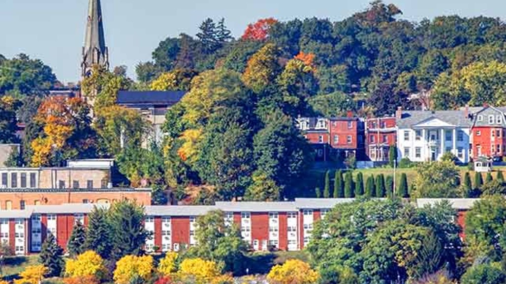 Quaint cityscape of Newburgh, New York.