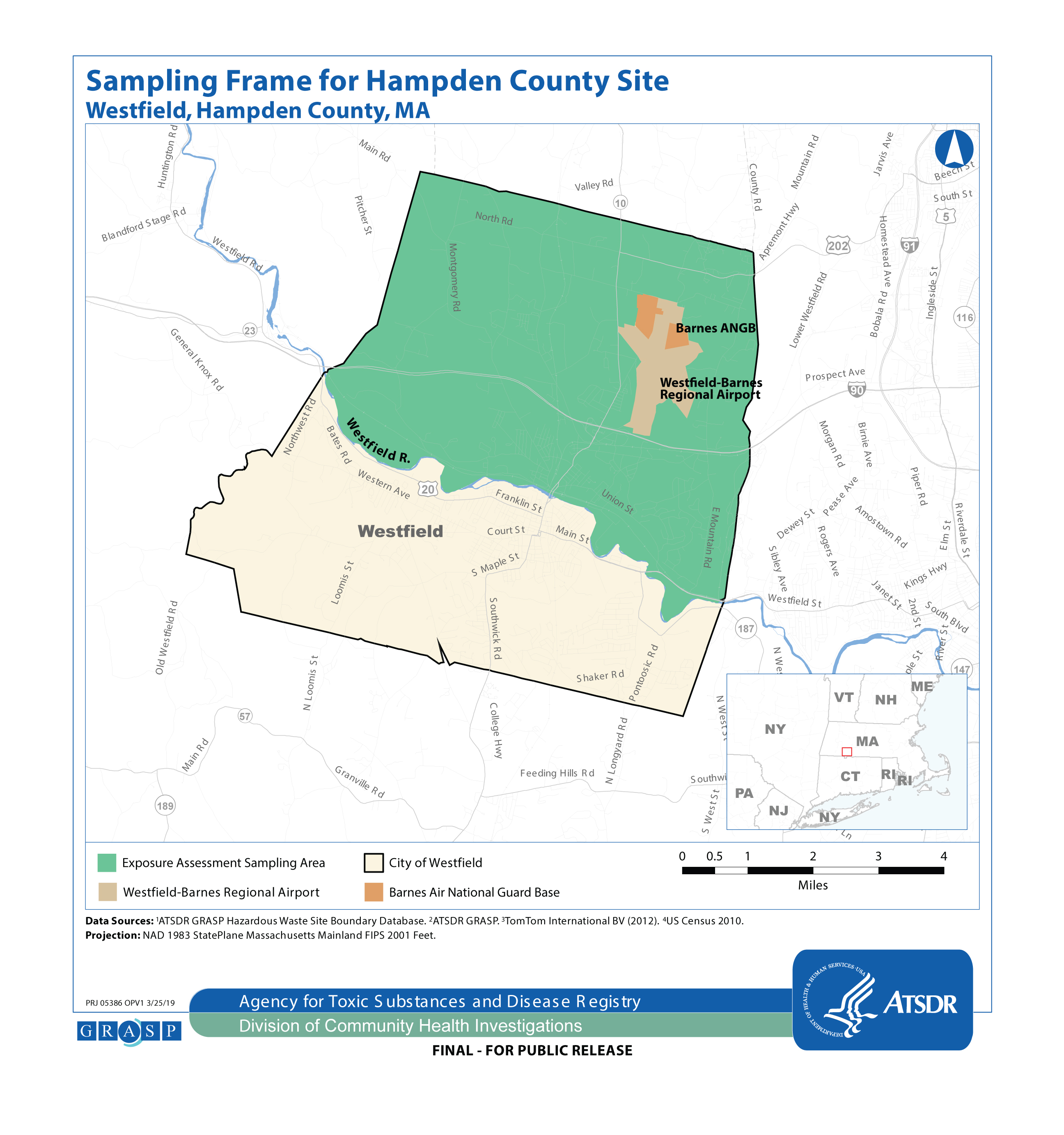 Map of the Hampden County site.