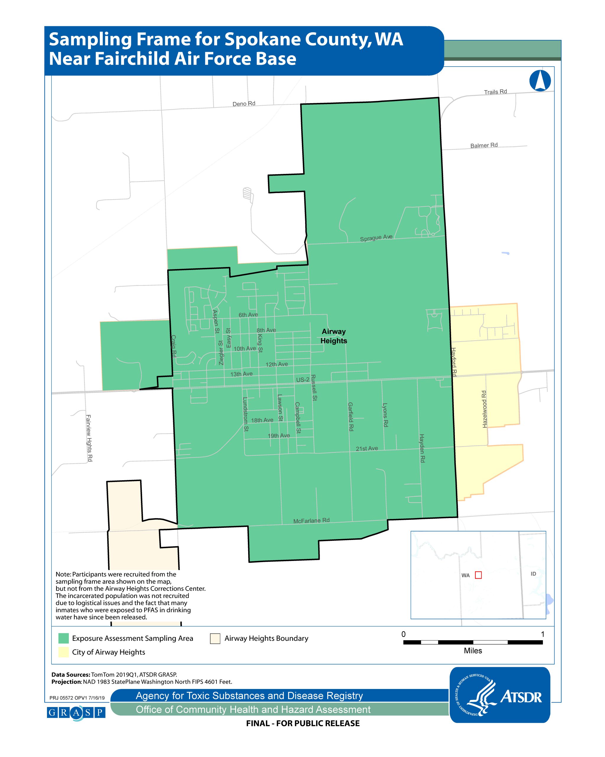 Sampling frame for Spokane CountyMap for sampling area.