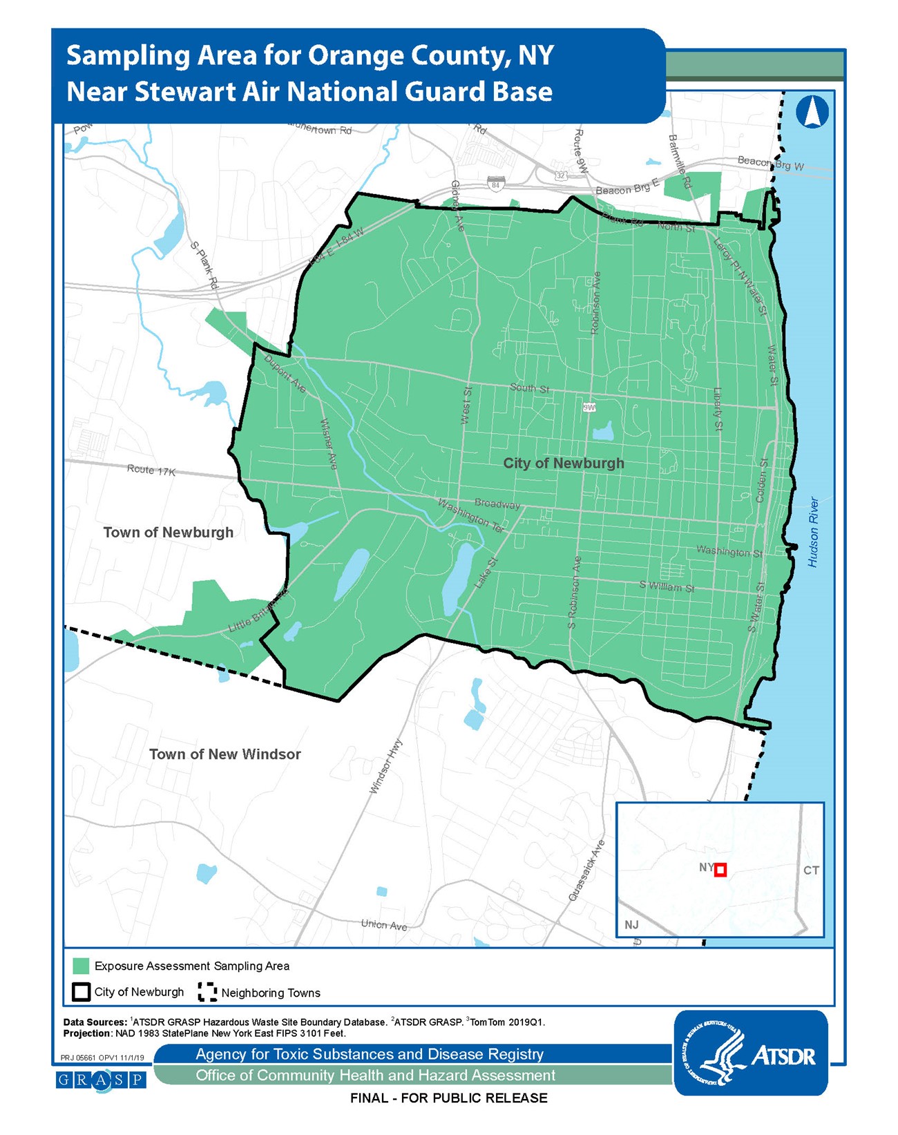 Map of sampling area of Orange County, NY EA site