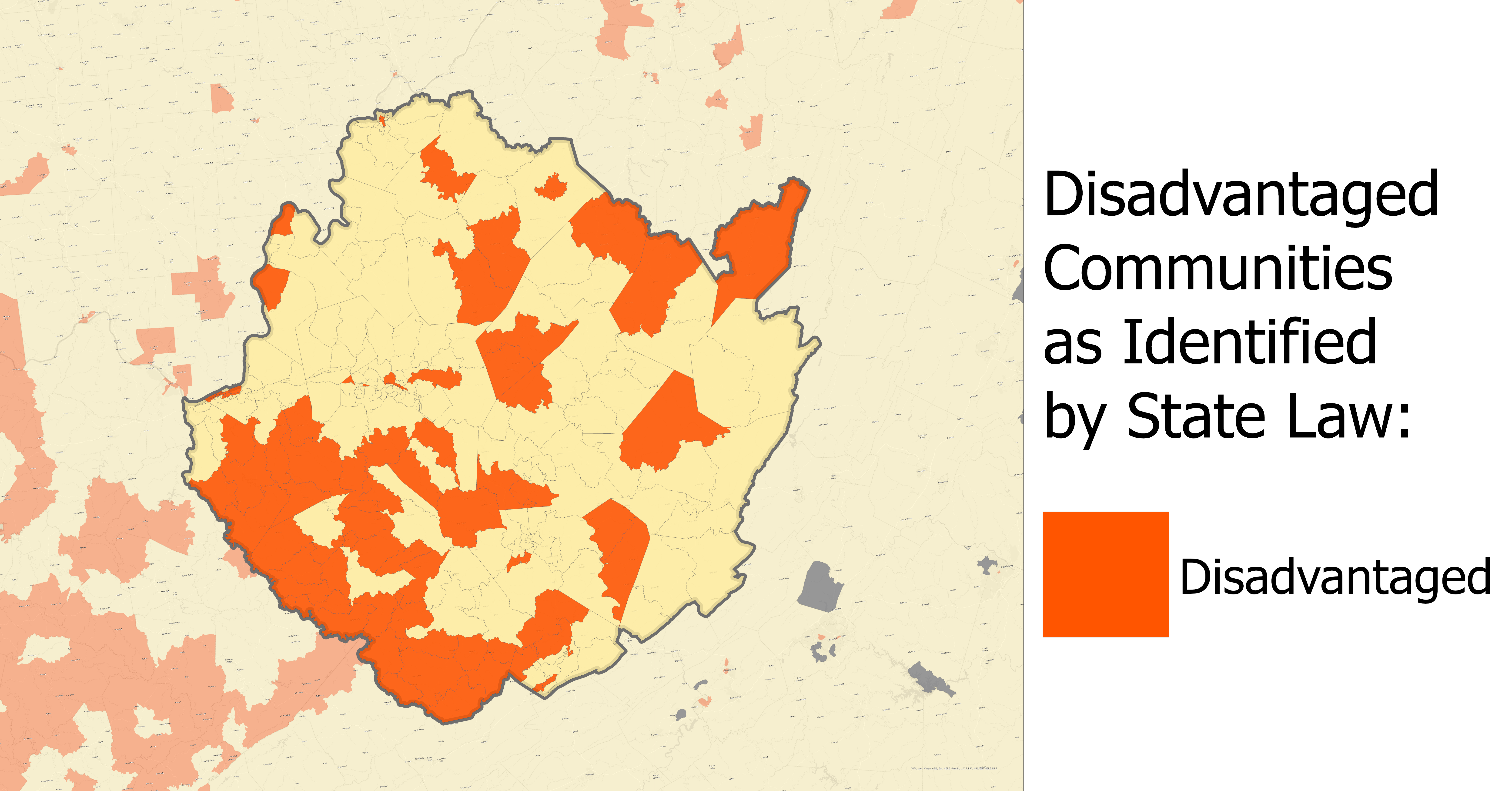 Decorative image of choropleth threshold map indicating "Disadvantaged" group threshold